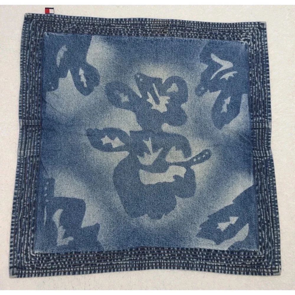 VINTAGE TOMMY HILFIGER HULA DENIM FLORAL HIBISCUS (1) PILLOW COVER 18 X 18